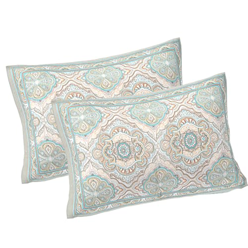 Image of Living Roots Jaipuri Hand Block Print Double Cotton Bedsheet & 2 Pillow Covers, for Mattress Upto 8 inches Thick, No Colour Bleeding, Green Colour, Super King Size 96 * 104 inches, 150TC (579-B)