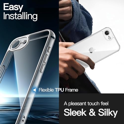 Image of REALCASE Stylish Silicone Back Cover Case for iPhone 16E | Scratch Resistant Protective Crystal Clear Transparent Shock Proof Bumper Back Cover Case for iPhone 16E