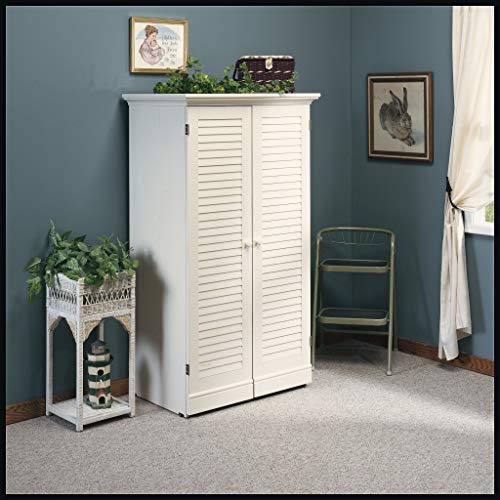 Sauder-Harbor-View-Craft-and-Sewing-Armoire-with-TablePantry-cabinets-L-3512-x-W-2181-x-H-6158-White Sauder Harbor View Craft and Sewing Armoire with TablePantry cabinets L 3512 x W 2181 x H 6158 White