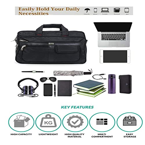 Image of 25 Ltrs, 15.5 Inch Polyester Messenger Bag, Multipurpose Bag for Mechanics, Electrician & Technician, Office Bag with 7 Pockets & Compartments, Black