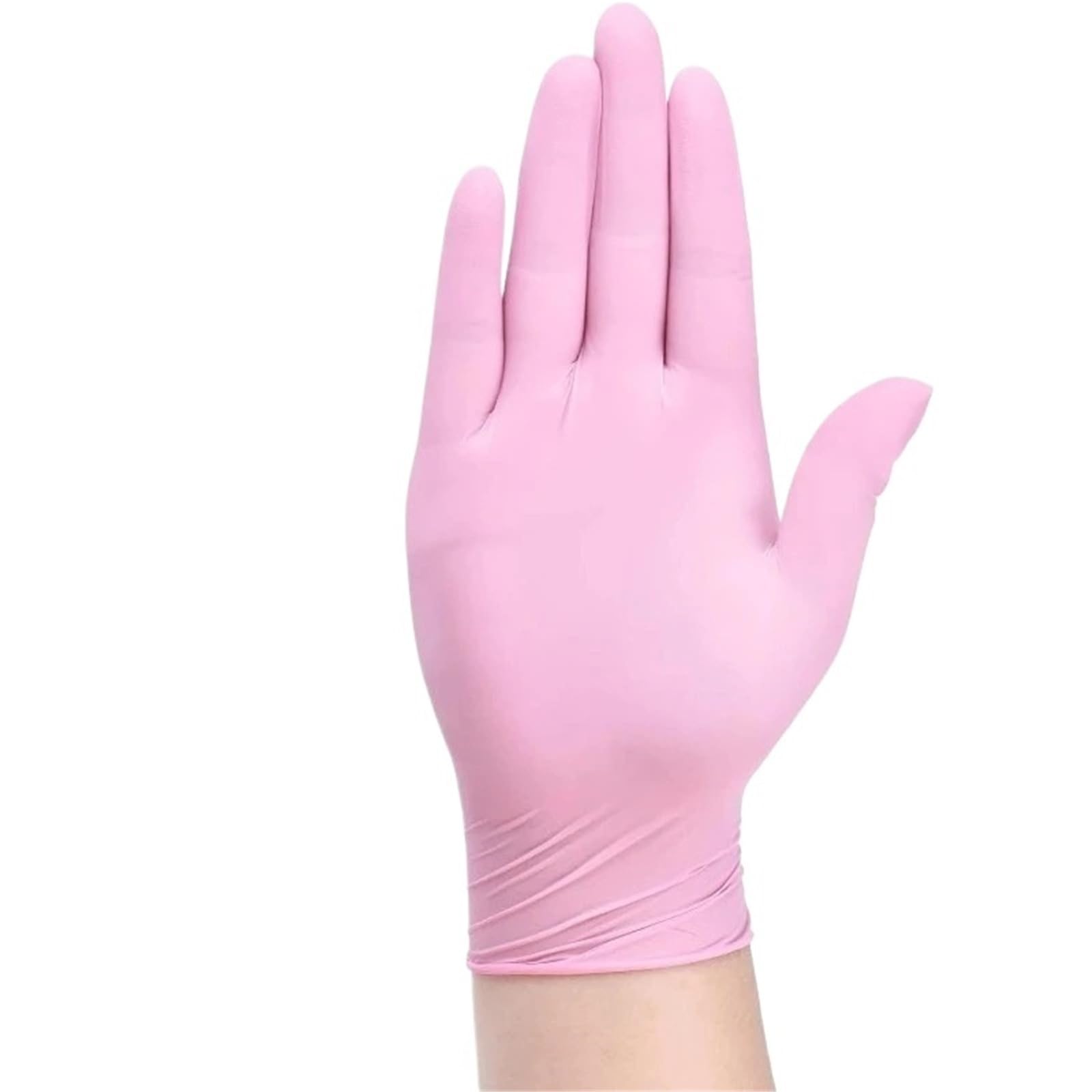 Generico 20, 50 o 100 pezzi di guanti monouso in nitrile rosa, senza polvere, for la pulizia della casa e l'uso in salone(Pink 100PCS,L)