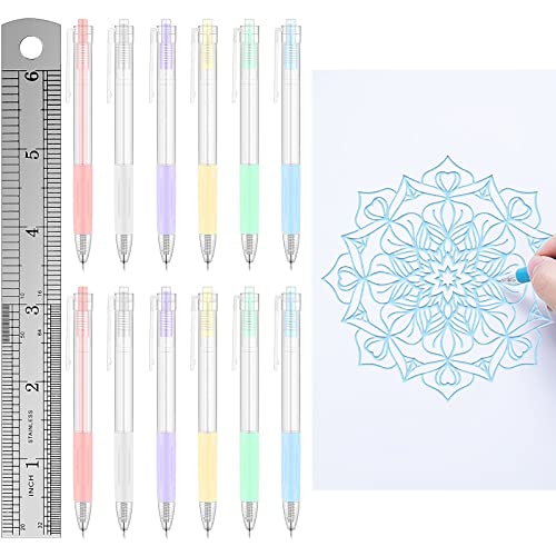 12 Stück Cutter Stift mit Edelstahl Lineal BOZILY Papierschneidestift Stift Messer Pencil Cutter Pen Allzweckmesser Stift Pen Knife Paper Cutter Pen Für Schüler DIY Art Work Cutting Mehrzweck