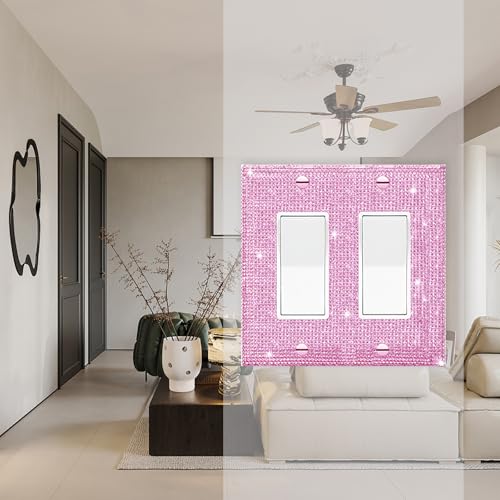 Image of Shiny Pink Rhinestones Wall Plates Double Gang Toggle Light Switch Plate Decorative Light Switch Cover Rhinestones Outlet Covers Wall Plate Decorative