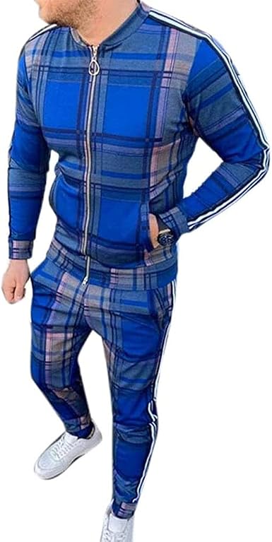 yingshu Chándal de Cuadros a Rayas para Hombre - Manga Larga Informal,  Cálido con Cremallera Completa, Atlético, Jogging, Trajes de Chándal:  Amazon.es: Ropa