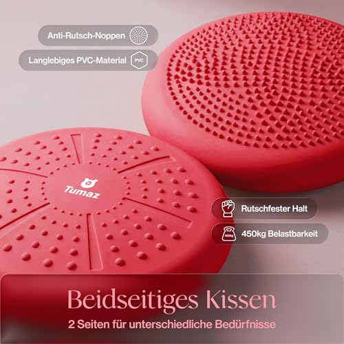 Image of Tumaz Wobble Cushion - Wiggle Seat to Improve Sitting Posture & Stay Focused for Sensory Kids, Balance Disc to Core Strength & Flexible Seating [Extra Thick Balance Board, Pump Included Wobble Board]