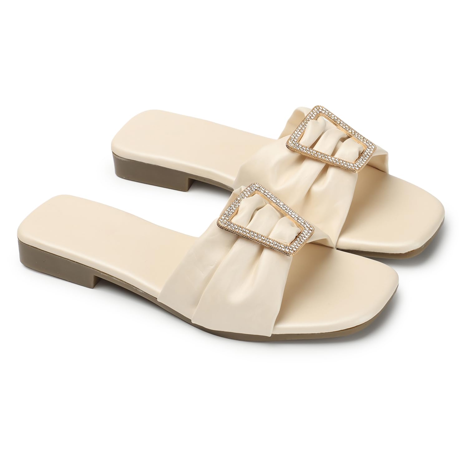 Naitik Womens Casual stylish comfotable Slip On Slipper Flat Fashion Sandals Chappal for Girls (Cream) (B0CM6L8YDJ) Amazon Price History, Amazon Price Tracker