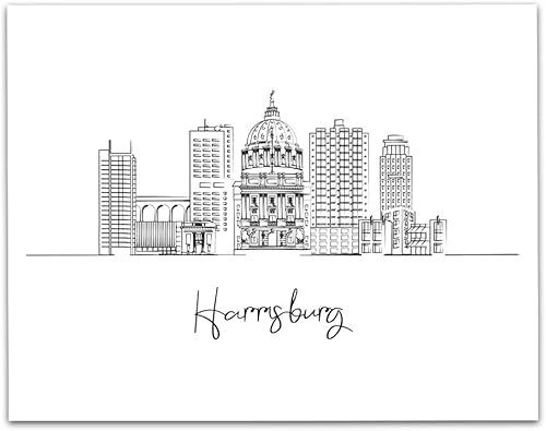 Harrisburg, Pensilvania, paisaje del horizonte de la ciudad, aventuras de viaje y vacaciones de los Estados Unidos, decoración artística para pared,