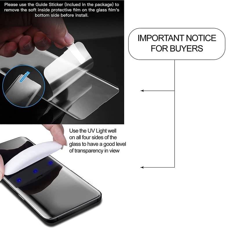 Image of Oppo Reno 6 Pro Cellphone Tempered Glass Full Adhesive Uv Glue Curved Edge To Edge Case Advanced Border-Less Full Uv Screen Protector And Easy Installation Kit.