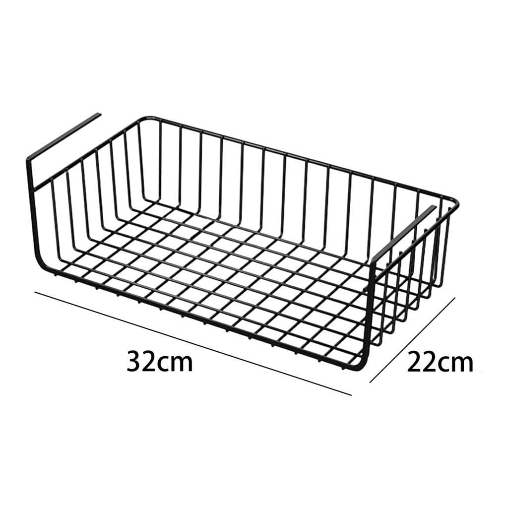 Sottomensola, in Filo Metallico, Scorrevole, Mensola in Filo Metallico, Porta Spezie Multiuso, Organizer per Cucina, Bagno, Armadio, Nero 32x22 cm
