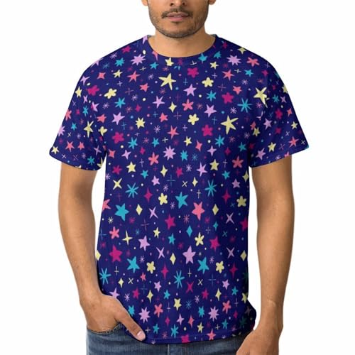 Tshirt couleur étoiles lune homme ample pour éviter la chaleur en été avec style