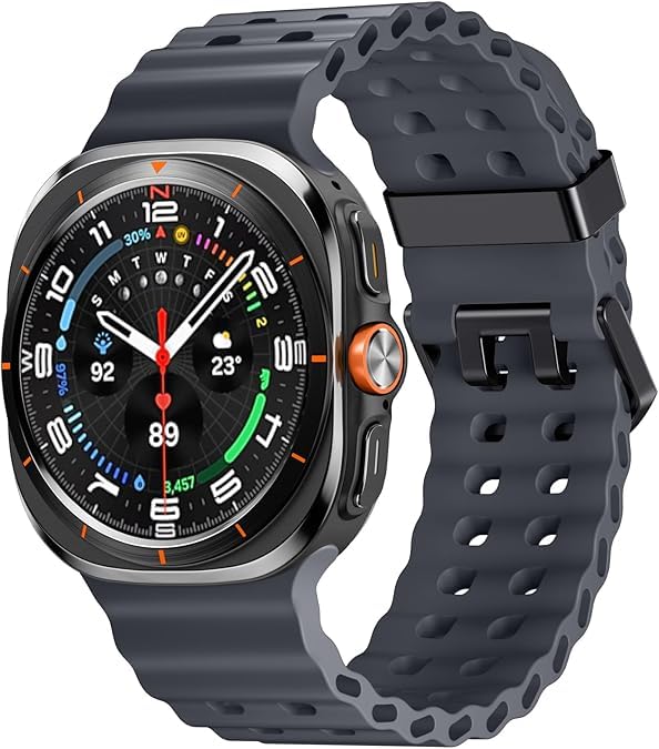 Image of CERLINK Ocean Silicone Sport Bands For Samsung Galaxy Watch Ultra 47MM Band, Adjustable Breathable Soft Waterproof Strap For Galaxy Watch 7 Ultra