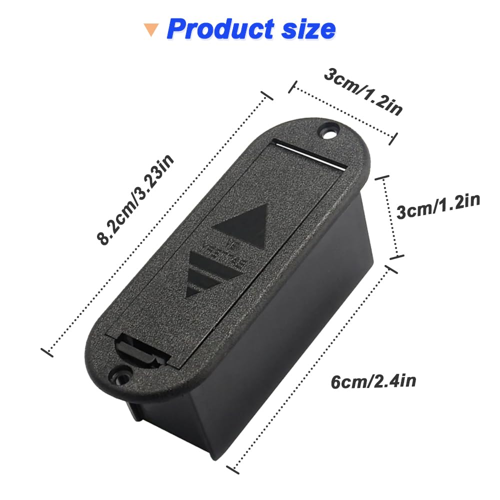 Active Guitar Bass 9V Battery Box Case Compartment, 9-Volt Battery Holder for Active Guitar Bass Pickup Replacement Tool with I-Type Battery Connector Wire (5 Pack)