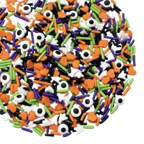 Manvscakes Sprinkles- Edible Cake and Cupcake Sprinkles with Assorted Shapes and Sizes for Parties, Metallic Sprinkle Mix for Cookies, Ice Cream, Cake and Cupcake Decorating, 4 oz (Halloween Party)