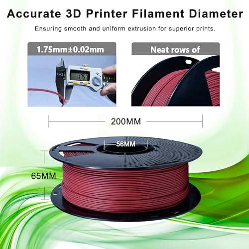 Image of iBOSS Matte PLA PRO Filament 1.75mm Dark Red 1KG, High Toughness 3D Printer Filament Upgraded PLA Plus Filament, PLA+ 3D Printer Filament Dimensional Accuracy + /- 0.02mm, Matte Dark Red 02