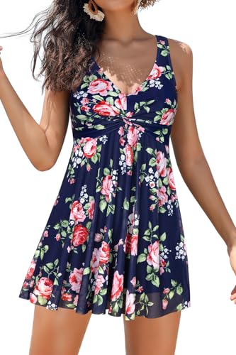 Robe de bikini une pièce bleu foncé S avec torsion sur le devant