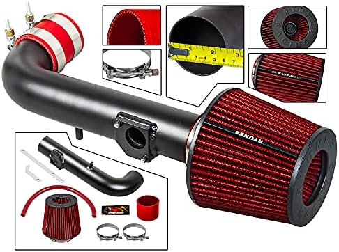 Miniatura 2 de RTUNES RACING Tubo negro de entrada de aire RAM corta + filtro compatible con Toyota Corolla 00-02 1.8L I4
