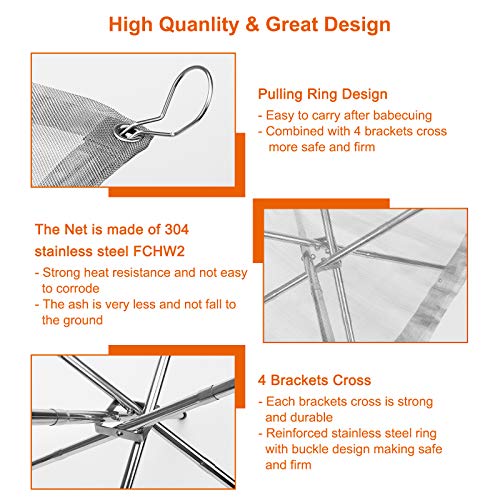 Hoedia Portable Fire Pit Outdoor 16.5 Inch Camping Fire Pit Foldable, Steel Mesh Fire Pits Fireplace For Camping, Outdoor, Patio, Backyard And Garden (Silver) #TOP3