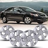Winjet 15 Inch Hubcaps/Wheel Covers for 2006-2011, 2013 2014 2015 Honda Civic, Wheel Rim Covers Bolt On Installation Heavy Duty PP Material [Only Fit Iron Hub - Steel Wheel] (4 Packs, Lacquer)