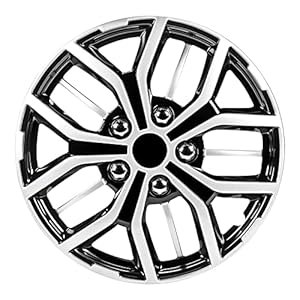 Pilot Automotive WH142-16S-B 16 Inch Super Sport Black & Silver Universal Hubcap Wheel Covers For Cars – Set Of 4 – Fits Most Cars