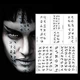 Greae The Mummy Halloween Scary Face Tattoo Temporary 3 Sheets Realistics Make Up For Costume Partie