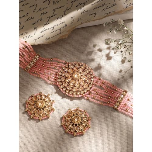 Image of Rubans Choker Necklace Set Kundan Traditional Stylish Jewellery Gift for Women & Girls