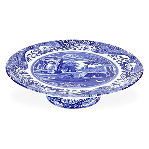 Spode Blue Italian Collection Footed Cake Plate Cover