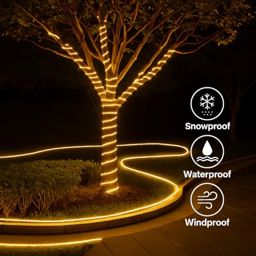 Image of Gesto 10 Meter Rope LED Strip Lights | 120 LED /Mtr Waterproof Outdoor Lights for Balcony, Home Decor, Cove Light for False Ceiling | Flexible, Cuttable Strip Light for Diwali Decoration - Warm White