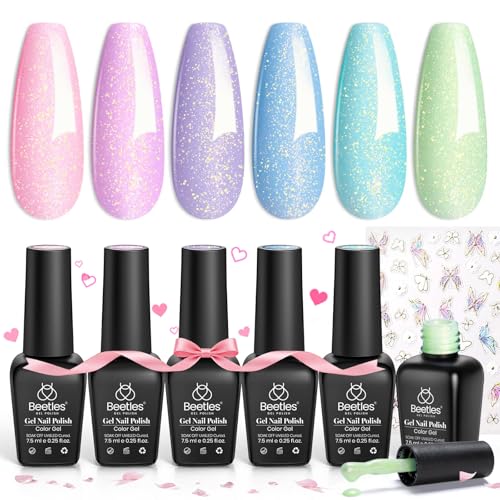 Beetles Spring Gel Nail Polish Set - 6 Colors Shimmer
