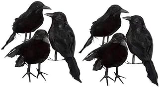 6pcs Halloween Crow Decorations Lifesize Handmade Artificial Black Birds Prop Fake Ravens Decor for Outdoor Indoor Party