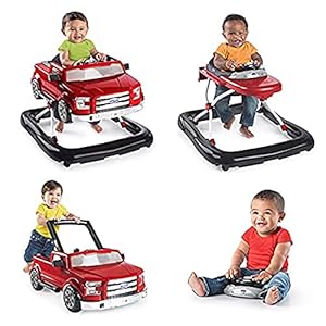 Bright Starts 3-in-1 loophulp, Ford F-150, rood, in 3 varianten bruikbaar, 2 kinderen kunnen tegelijkertijd spelen…