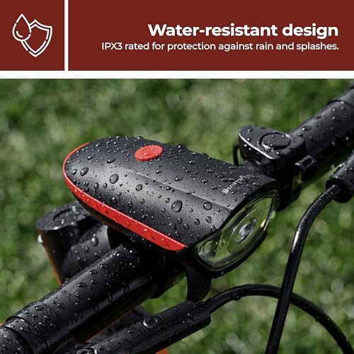 Image of Lifelong 2-in-1 Rechargeable Cycle Light with Horn & Rear Taillight | LED Front Cycle Light & Rear Bike Taillight Combo | USB Rechargeable Cycle Lights for Bicycle, Electric Bike