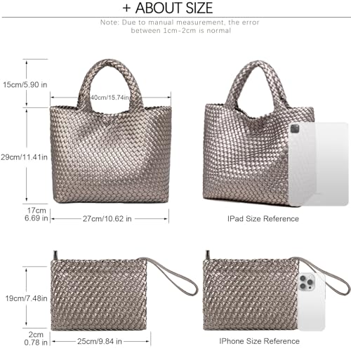 Image of JINMANXUE Fashion Woven Bag Shopper Bag Travel Handbags and Purses Women Tote Bag Large Capacity Shoulder Bags