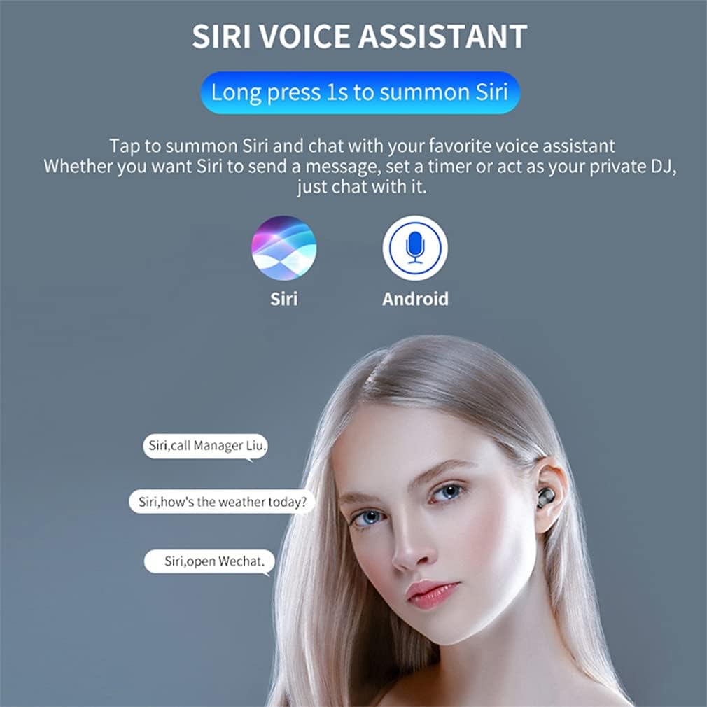 True Wireless Bluetooth 5.0 Earphones for Sports, TWS HiFi Stereo Sound Earbuds Headphones in-Ear with Built-in Mic, with LED Digital Display and 2200 Charging Case