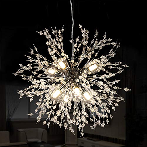 Ganeed Firework Chandeliers,LED Crystal Modern Pendant Lighting with 8 Lights,Stanless Steel Ceiling Light