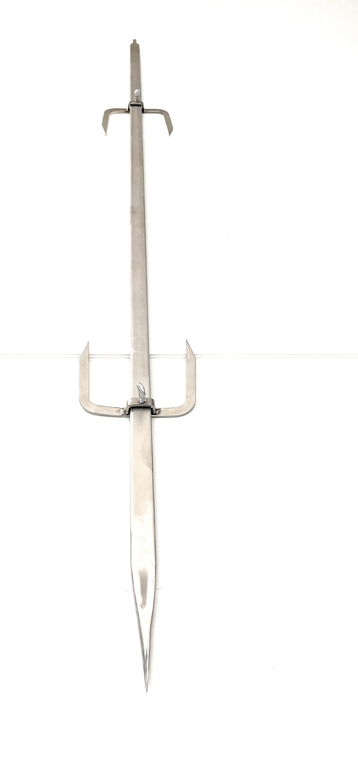 ALLEGRI Girarrosto Gigante Doppia alimentazione, Velocità Variabile, Batteria 12-24V/220V, Spiedo Acciaio Inox cm 135, Sezione Piatto mm 20x8 Coppia Fermacarne Inox Portata max 40 kg