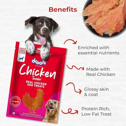 Image of Drools Chicken Tender Dog Treat, 70 g | Made with Real Chicken | High Protein Training Treat | for Puppy & Adult Dogs