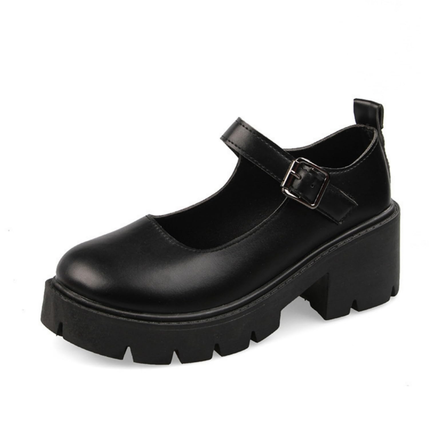 Womens Platform Mary Janes Shoes Sweet Toe Ankle Lolita Gothic Pumps Chunky Patent Leather — view 65