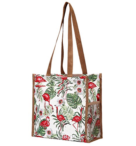 Signare Tapestry Shoulder Bag Shopping Bag for Women with Flamingo Design (SHOP-FLAM)2