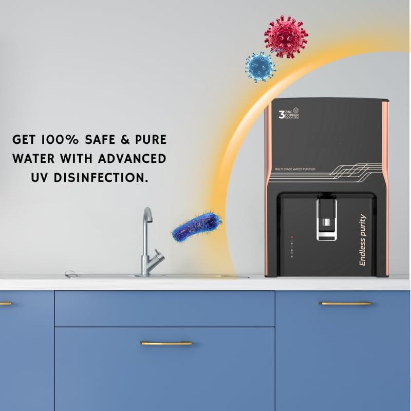 Image of Aqua Ultra RO UV Copper Water Purifier | RO+UV+copper+Alkaline | 7 Stage | 9L (Black)