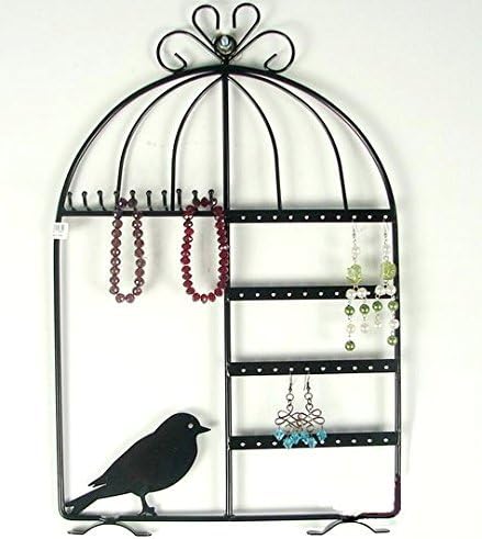 Zoohu Black Birdcage Jewelry Organizer/Jewelry Display/Jewelry Holder ~ Wall Mount or Table Top