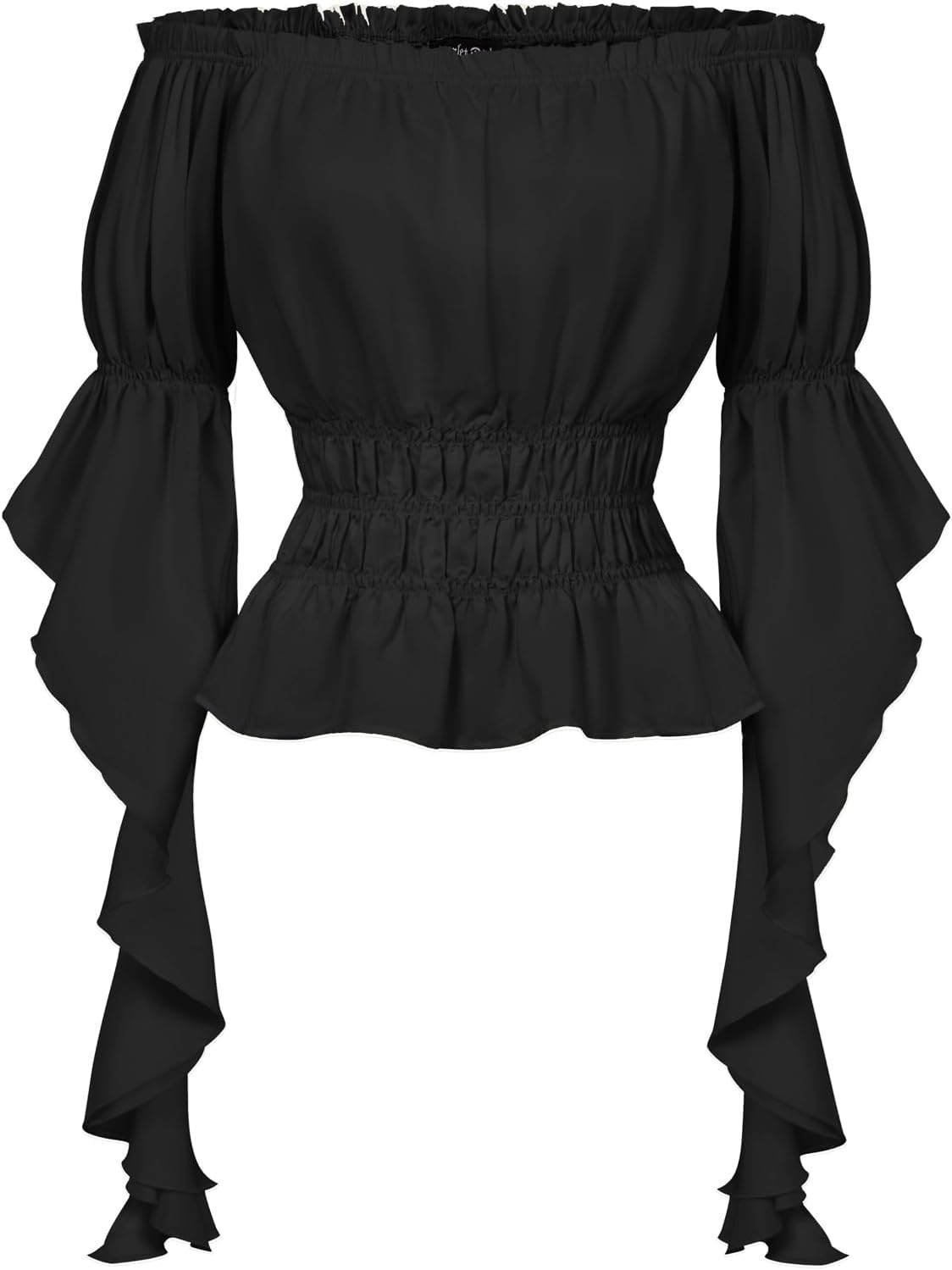 Scarlet Darkness Women's Renaissance Shirt Ruffle Sleeve Off The Shoulder Peplum Blouse Peasant Dressy Top