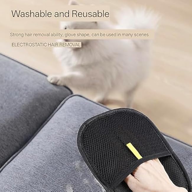 1 Pcs Reusable Double Sided Cat Dog Electrostatic Hair Remover Grooming Glove Tool,Dog and Cat Hair Remover Electrostatic Gloves, Clothes, Car, Carpet, Bed, Furniture-oz0L0ly0