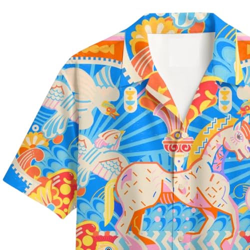 Image of Men's Floral Button-Down Shirt, Cotton Blend Stretchable, Casual Printed Striped Stylish Shirt