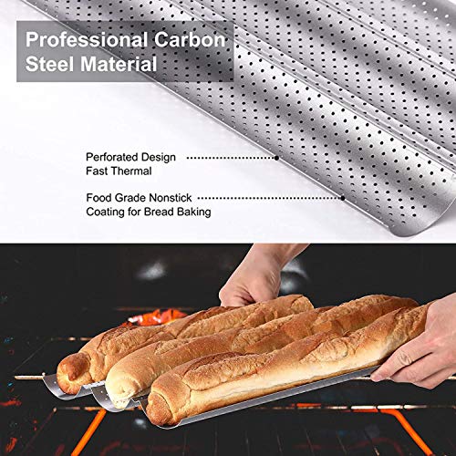 Buy DOYOLLA Nonstick Perforated French Baguette Pans for Baking 15”x13