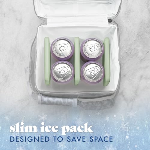 Image of Cool Coolers by Fit & Fresh Slim Ice Packs, Quick Freeze Reusable Ice Packs for Lunch Boxes & Coolers, Long-Lasting, Space Saving Lunch Ice Packs, Sage, 4Pk