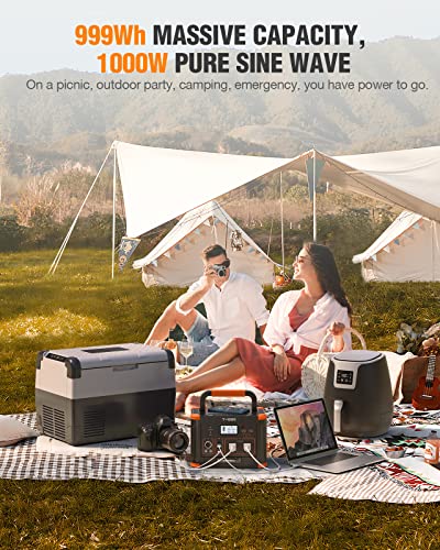 Grecell 999Wh Solar Generator 1000W, Portable Power Station With 60W Usb-C Pd Output, 110V Pure Sine Wave Ac Outlet Backup Lithium Battery For Outdoors Camping Travel Hunting Home (Peak 2000W) #TOP3