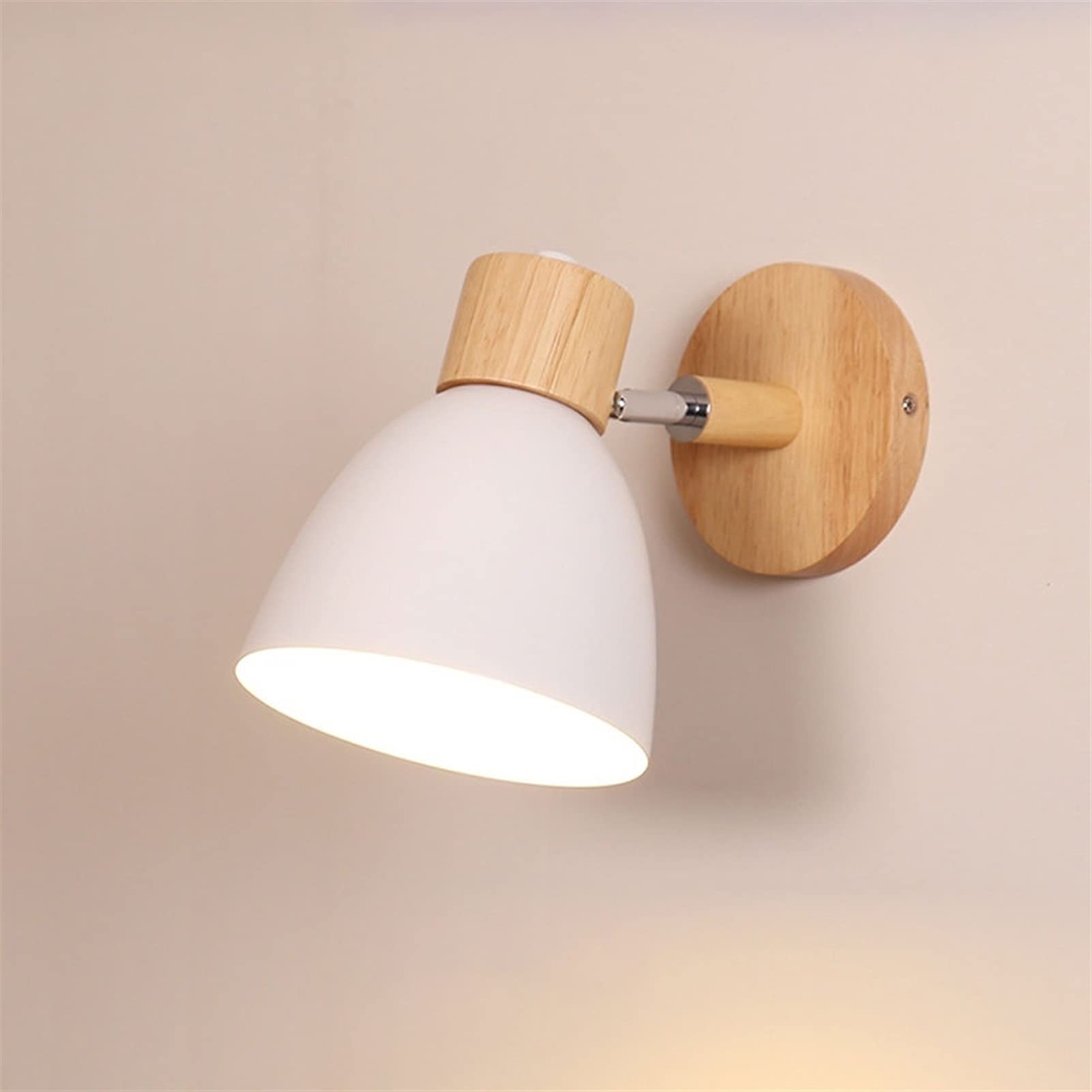 KBUUKYYXouy Wall Lamp Indoor Lighting Fixture Modern Wooden Wash Light丨 E27 Rotatable Bedside Reading Lamps丨Wall Mount Lights for Bedroom Living Room Creative Simple Nordic Sconce Fixtures(White)