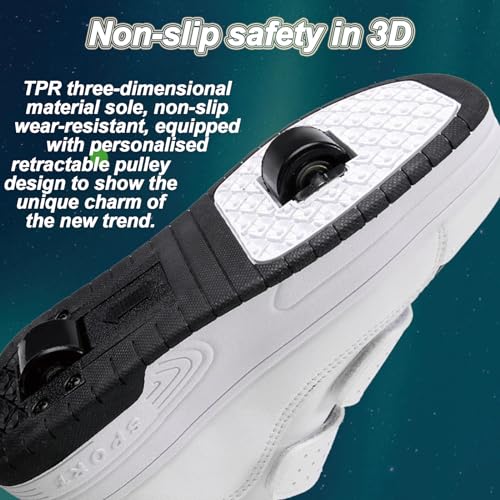 Kids Roller Skates Shoes Sneakers for Boys & Girls, Classic Colours Parkour Shoes with 2-Wheels Unisex Skateboarding Shoe Retractable Skating Shoes for Children's Students Sports Play4