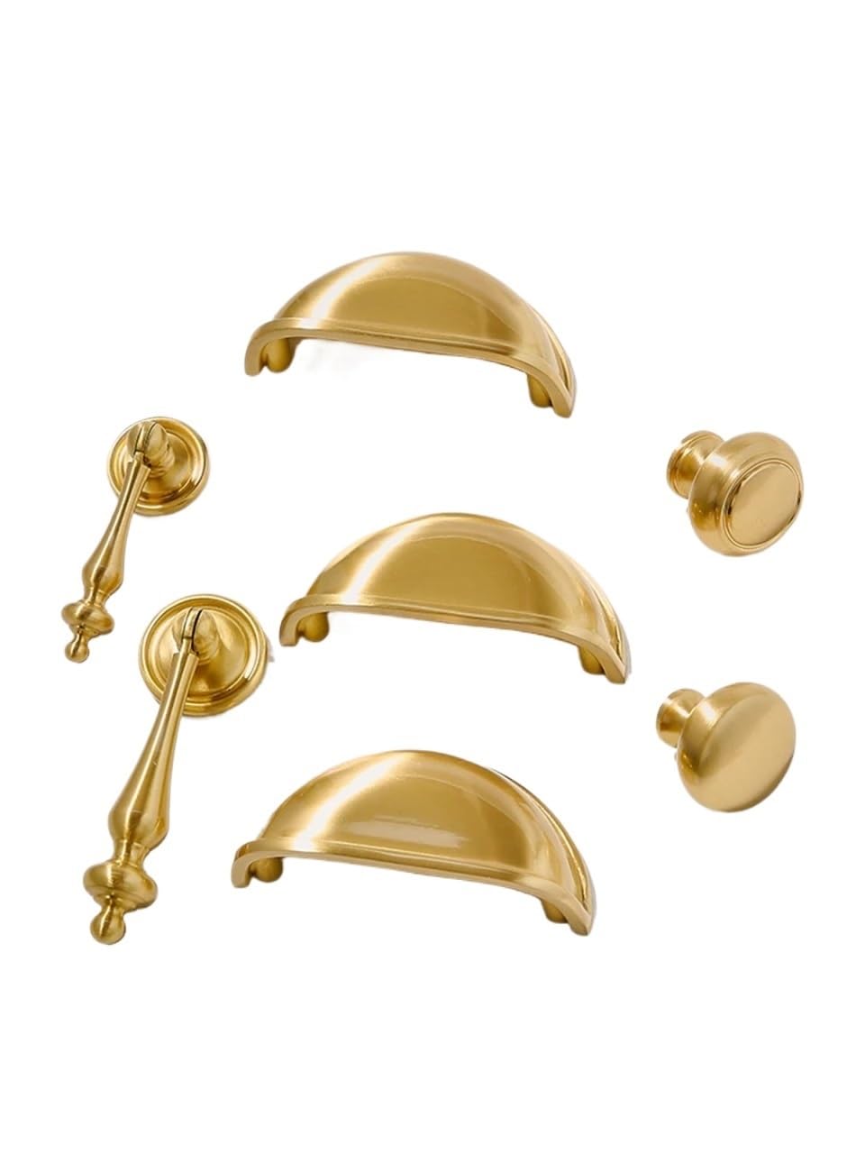 Qvorlth Vintage Cabinet Pulls 2pcs Brass Kitchen Furniture Handles Cupboard Cabinet Door Handle Wardrobe Shoe Pulls Shell Golden Drawer Knob(Knob-30mm)