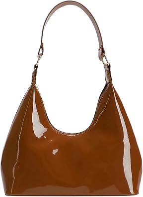 Patent Leather Hobo Bag Crescent Shoulder Bag Small Going Out Tote Bag Satchel Purse